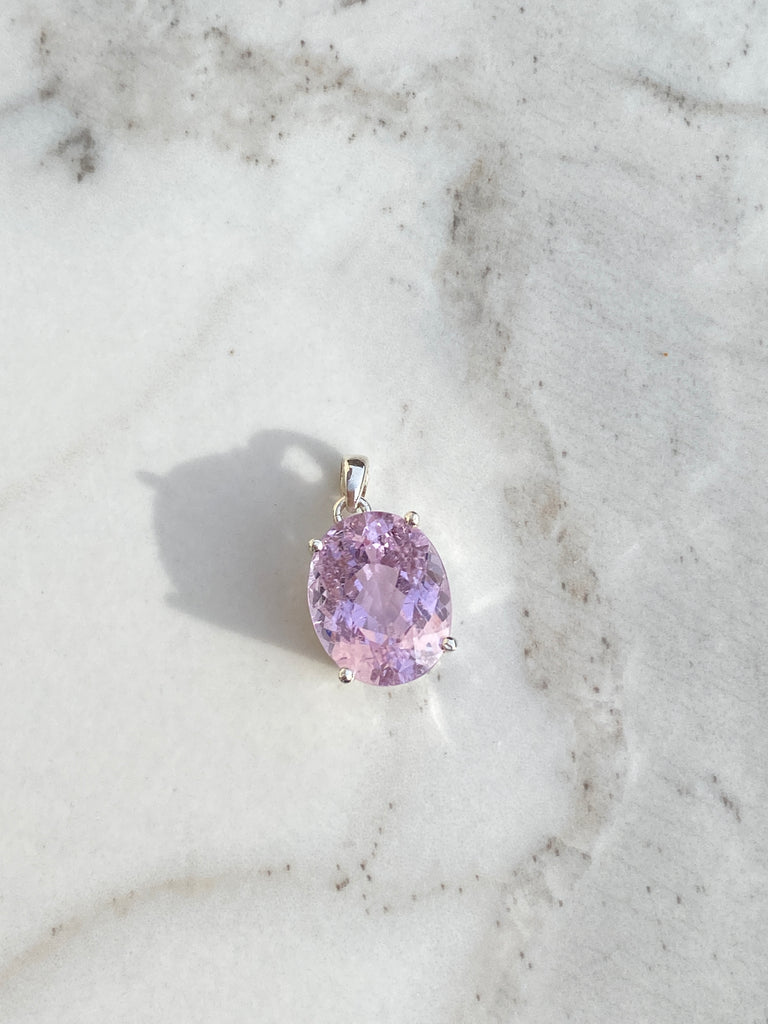 Pendentif Kunzite Argent rhodié 925 facetté