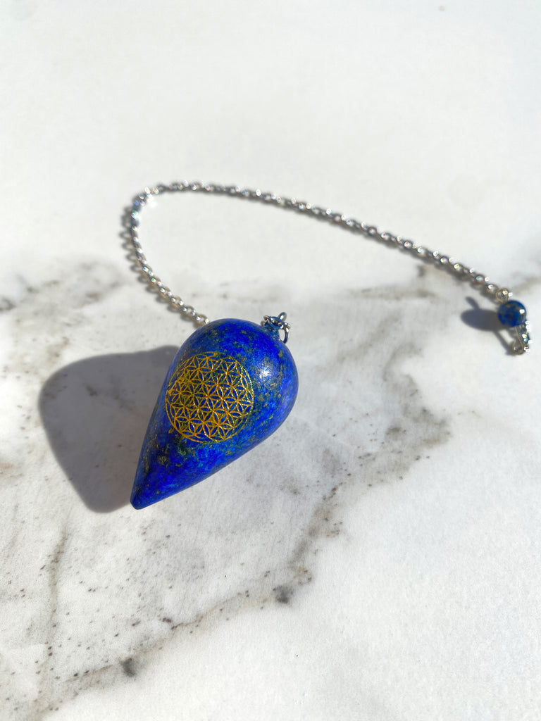 Pendule Lapis-Lazuli pointe & Fleur de Vie