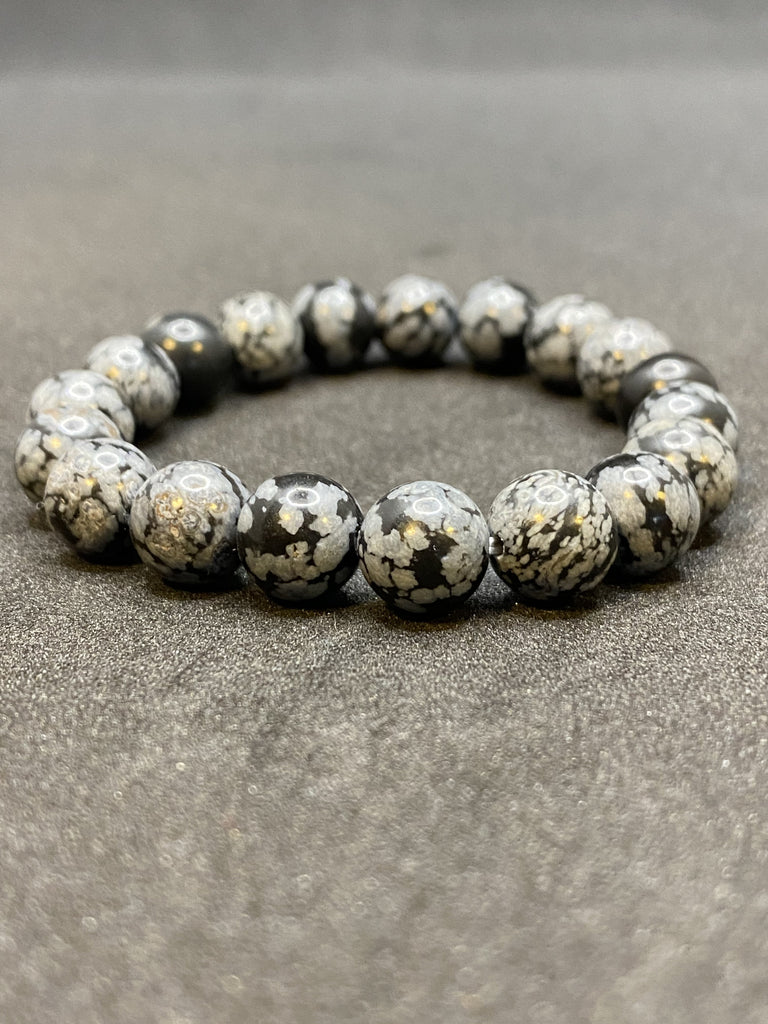 Bracelet Obsidienne Flocon de Neige 10mm